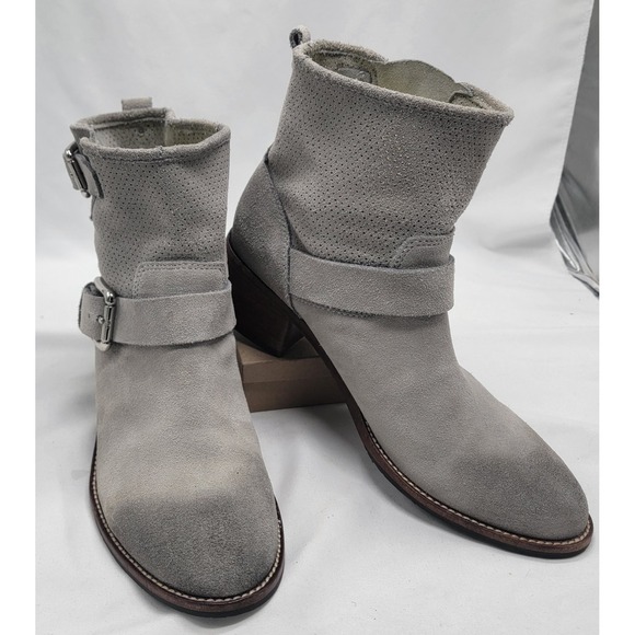 Donald Pliner Shoes - Donald J. Pliner Gray Suede Leather Buckle Ankle Boots Western Women Size 7.5 M